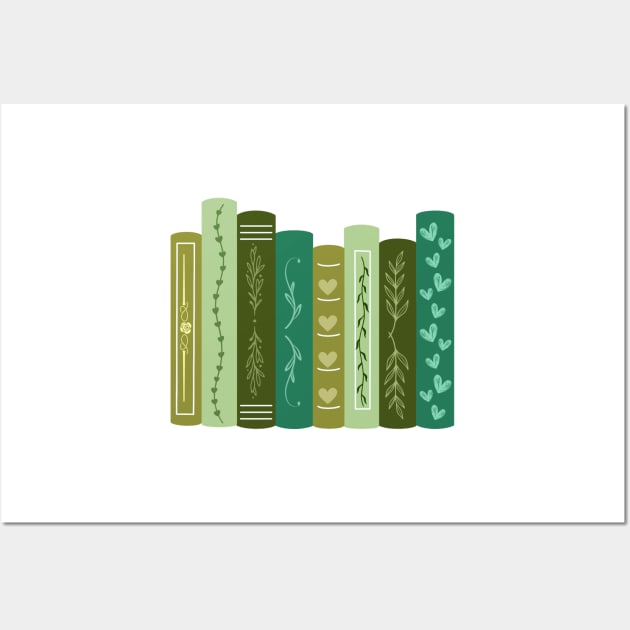 Green Bookshelf Wall Art by medimidoodles